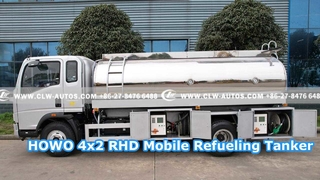HOWO 4x2 RHD ناقلة التزود بالوقود المتنقلة مع خزان سبائك الألومنيوم المتطابقة
