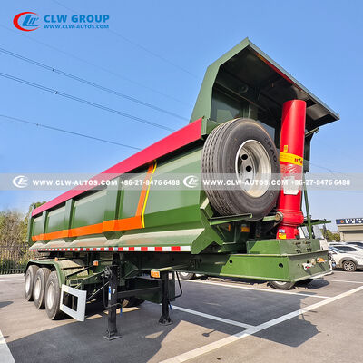 45T Rear-Tipping Semi-Trailer with HYVA Hydraulic Cylinder, 28T Yahua Landing Legs & 3-Axle Stability