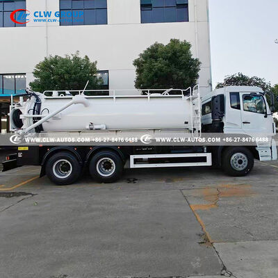 Dongfeng 6x4 10,000L Carbon Steel Tank Sewage Suction Truck with 375HP Diesel Engine & High-Pressure Washing System