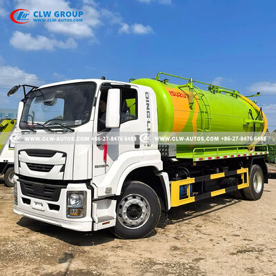 12 Cubic Meters Carbon Steel Tank Vacuum Sewage Suction Truck with High-efficiency Rotary Vane Vacuum Pump